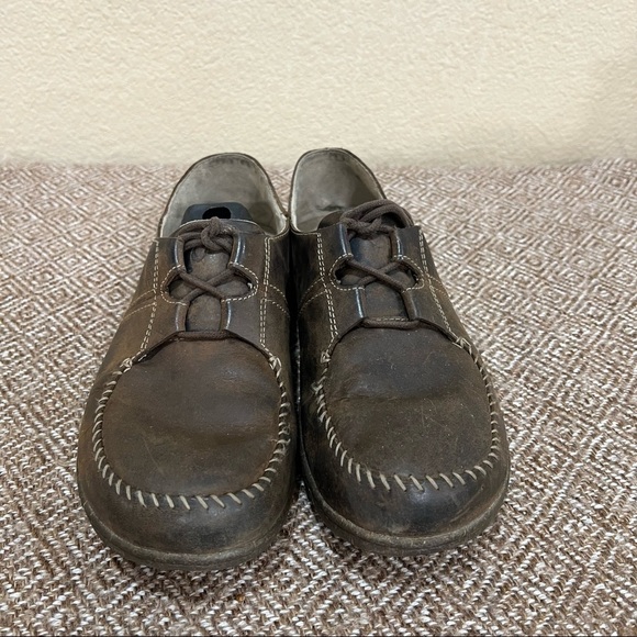 OLUKAI HONUA Leather MENS US 9MEUR 42 Brown Comfort Oxford Boat Shoes Casual - Picture 8 of 10